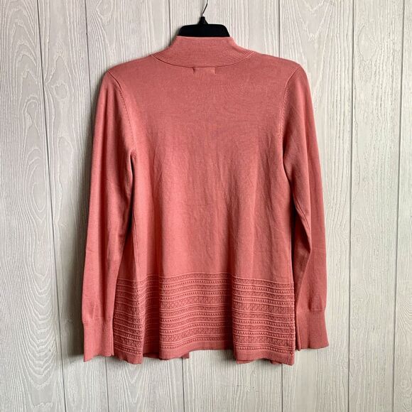 Lety & Me Salmon Pink Orange Lightweight Cardigan Sweater Small NWT - Picture 4 of 5